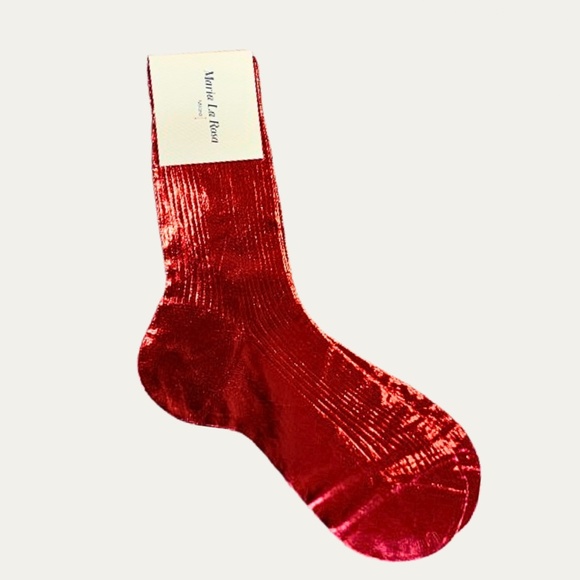 Maria La Rosa Laminated Socks in Red - Picture 1 of 1